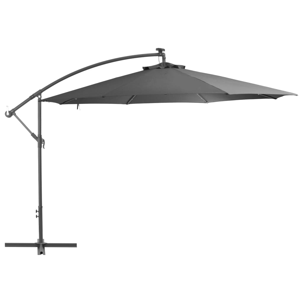 Cantilever Umbrella with LED Lights and Metal Pole 350 cm Anthracite- Outdoor Umbrellas & Sunshades - HomeShopIreland - Home Shop Ireland - Outdoor Umbrellas & Sunshades - Cantilever Umbrella with LED Lights and Metal Pole 350 cm Anthracite