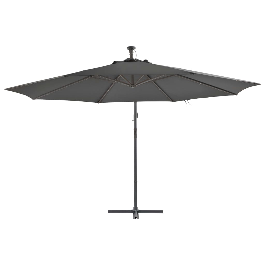 Cantilever Umbrella with LED Lights and Metal Pole 350 cm Anthracite- Outdoor Umbrellas & Sunshades - HomeShopIreland - Home Shop Ireland - Outdoor Umbrellas & Sunshades - Cantilever Umbrella with LED Lights and Metal Pole 350 cm Anthracite