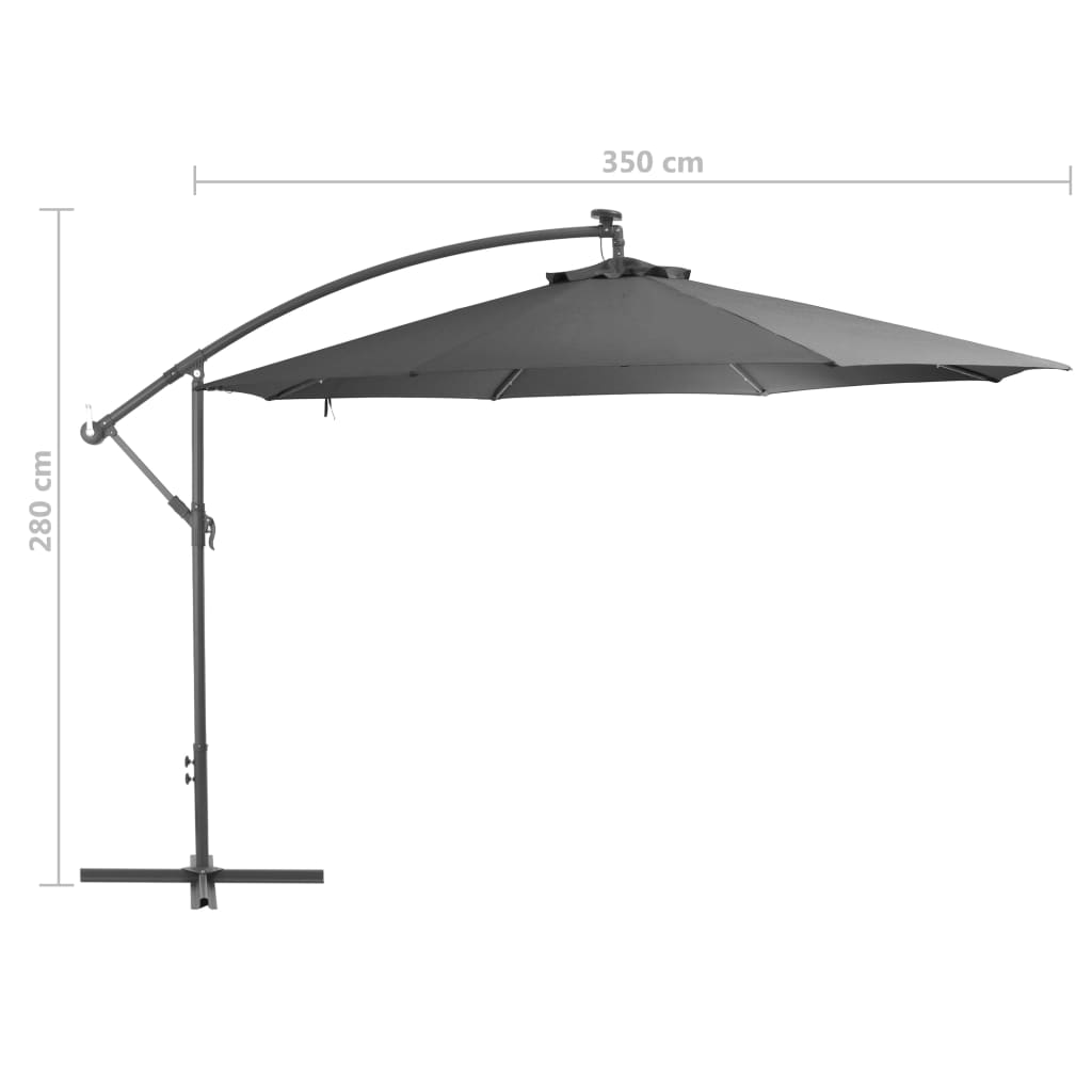 Cantilever Umbrella with LED Lights and Metal Pole 350 cm Anthracite- Outdoor Umbrellas & Sunshades - HomeShopIreland - Home Shop Ireland - Outdoor Umbrellas & Sunshades - Cantilever Umbrella with LED Lights and Metal Pole 350 cm Anthracite