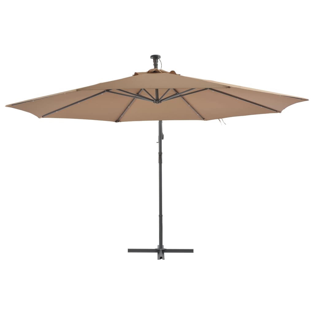 Cantilever Umbrella with LED Lights and Metal Pole 350 cm Taupe- Outdoor Umbrellas & Sunshades - HomeShopIreland - Home Shop Ireland - Outdoor Umbrellas & Sunshades - Cantilever Umbrella with LED Lights and Metal Pole 350 cm Taupe