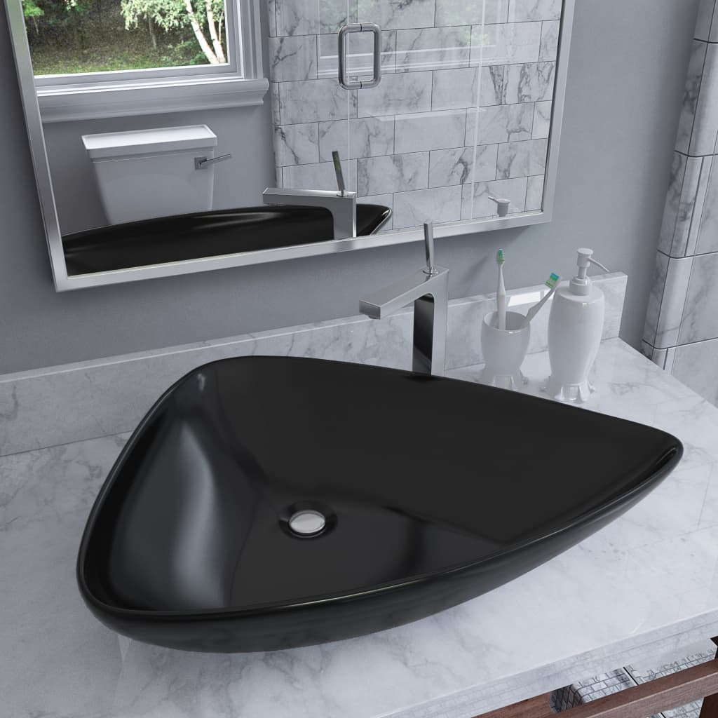 Basin Ceramic Black Triangle 645x455x115 mm- Bathroom Basins - HomeShopIreland - Home Shop Ireland - Bathroom Basins - Basin Ceramic Black Triangle 645x455x115 mm