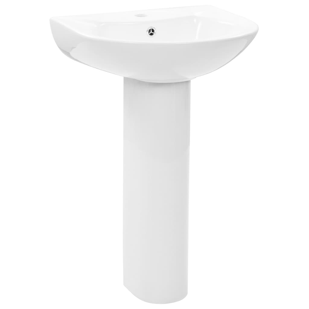 Freestanding Basin with Pedestal Ceramic White 520x440x190 mm- Bathroom Basins - HomeShopIreland - Home Shop Ireland - Bathroom Basins - Freestanding Basin with Pedestal Ceramic White 520x440x190 mm