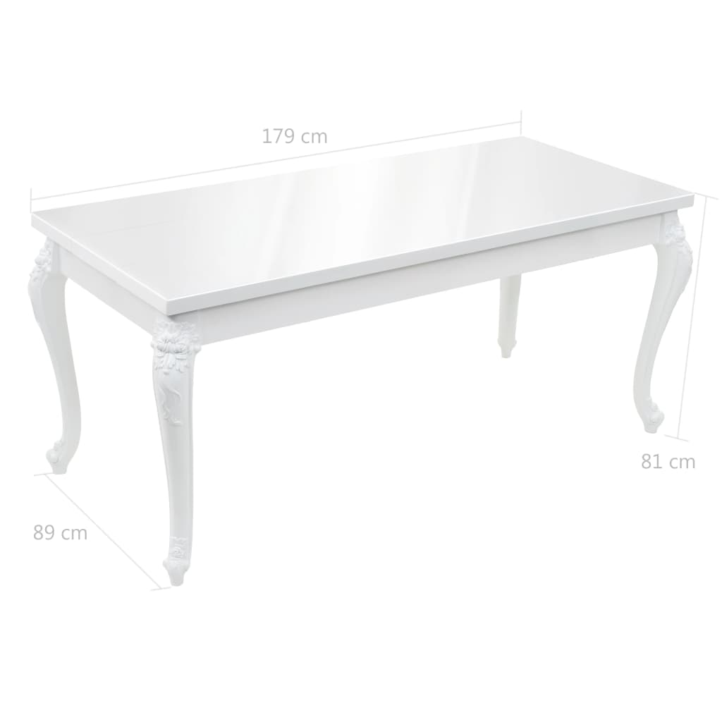 Dining Table 179x89x81 cm High Gloss White- Kitchen & Dining Room Tables - HomeShopIreland - Home Shop Ireland - Kitchen & Dining Room Tables - Dining Table 179x89x81 cm High Gloss White