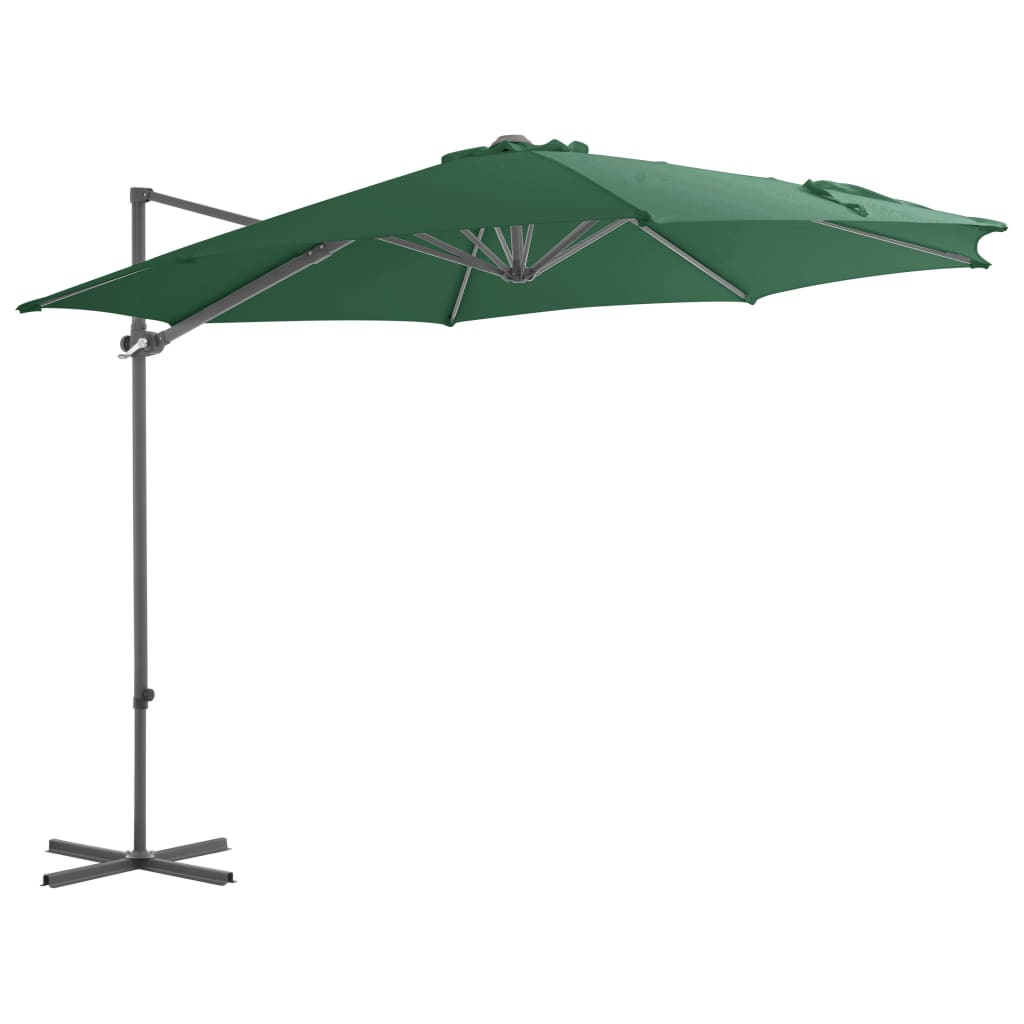 Cantilever Umbrella with Steel Pole Green 300 cm- Outdoor Umbrellas & Sunshades - HomeShopIreland - Home Shop Ireland - Outdoor Umbrellas & Sunshades - Cantilever Umbrella with Steel Pole Green 300 cm