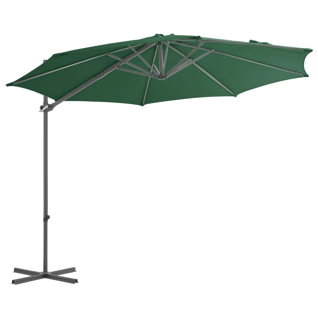 Cantilever Umbrella with Steel Pole Green 300 cm- Outdoor Umbrellas & Sunshades - HomeShopIreland - Home Shop Ireland - Outdoor Umbrellas & Sunshades - Cantilever Umbrella with Steel Pole Green 300 cm