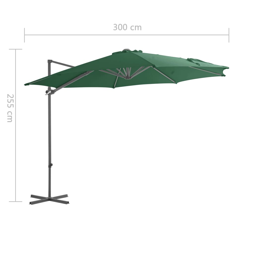 Cantilever Umbrella with Steel Pole Green 300 cm- Outdoor Umbrellas & Sunshades - HomeShopIreland - Home Shop Ireland - Outdoor Umbrellas & Sunshades - Cantilever Umbrella with Steel Pole Green 300 cm