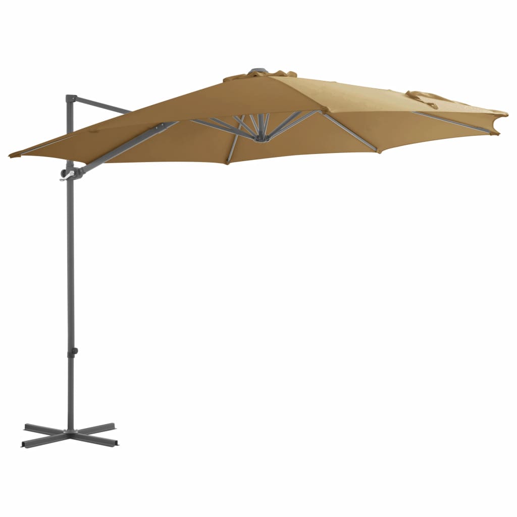 Cantilever Umbrella with Steel Pole Taupe 300 cm- Outdoor Umbrellas & Sunshades - HomeShopIreland - Home Shop Ireland - Outdoor Umbrellas & Sunshades - Cantilever Umbrella with Steel Pole Taupe 300 cm