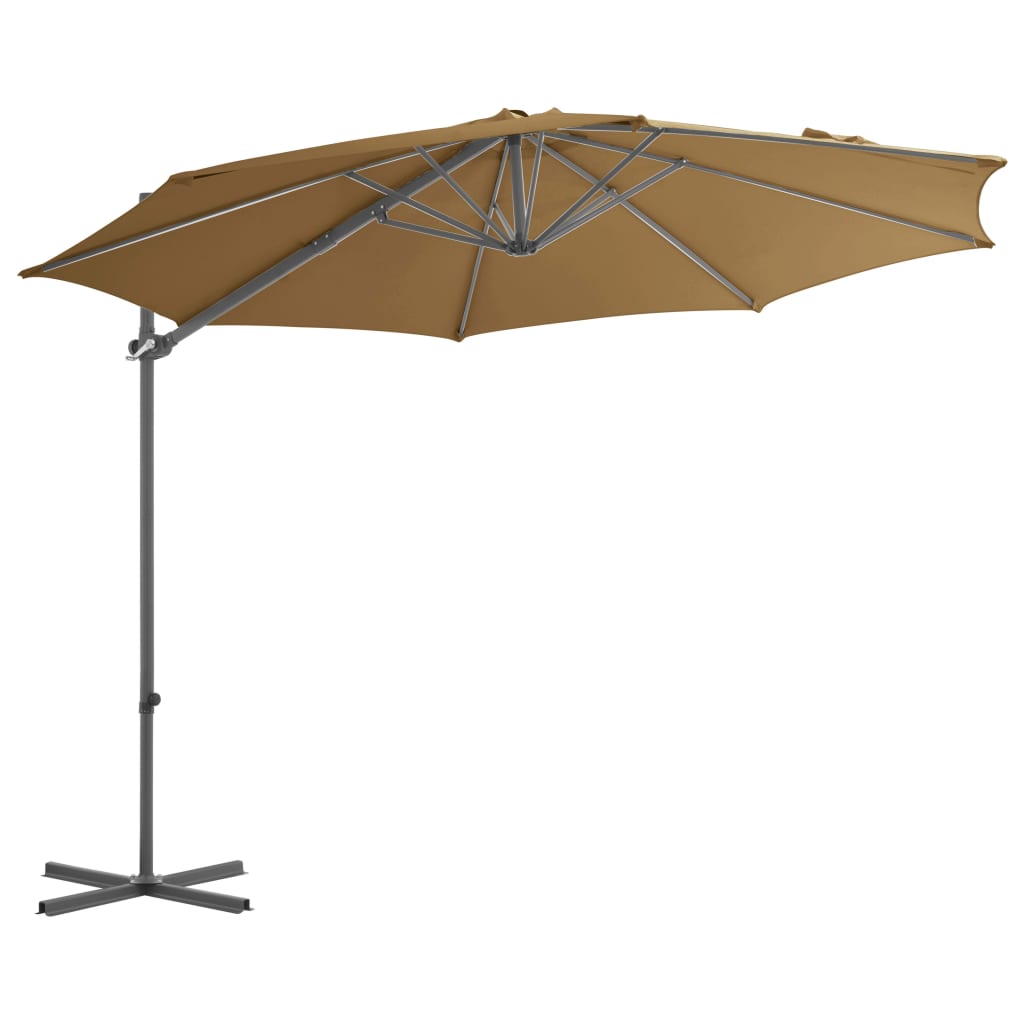 Cantilever Umbrella with Steel Pole Taupe 300 cm- Outdoor Umbrellas & Sunshades - HomeShopIreland - Home Shop Ireland - Outdoor Umbrellas & Sunshades - Cantilever Umbrella with Steel Pole Taupe 300 cm