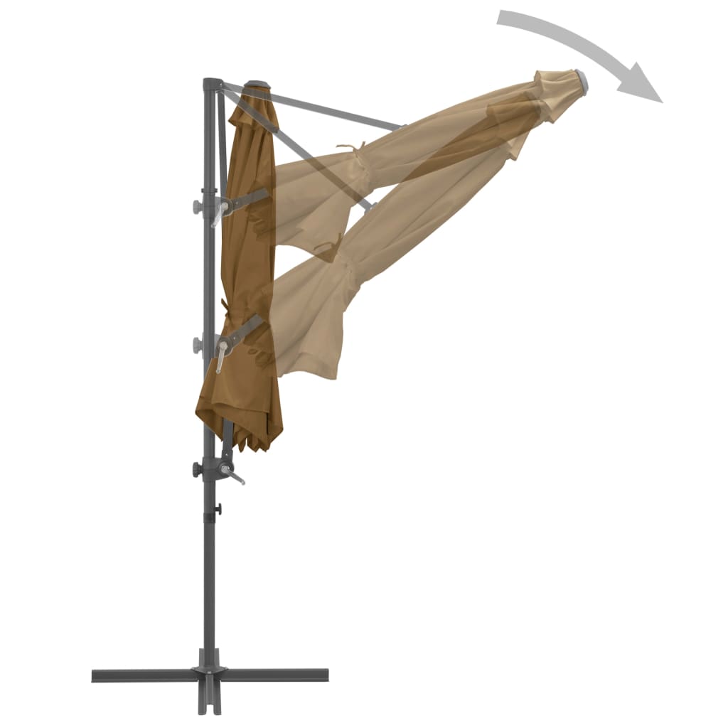 Cantilever Umbrella with Steel Pole Taupe 300 cm- Outdoor Umbrellas & Sunshades - HomeShopIreland - Home Shop Ireland - Outdoor Umbrellas & Sunshades - Cantilever Umbrella with Steel Pole Taupe 300 cm