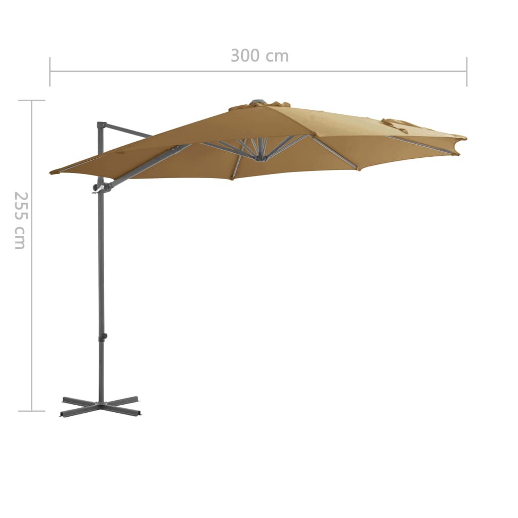 Cantilever Umbrella with Steel Pole Taupe 300 cm- Outdoor Umbrellas & Sunshades - HomeShopIreland - Home Shop Ireland - Outdoor Umbrellas & Sunshades - Cantilever Umbrella with Steel Pole Taupe 300 cm