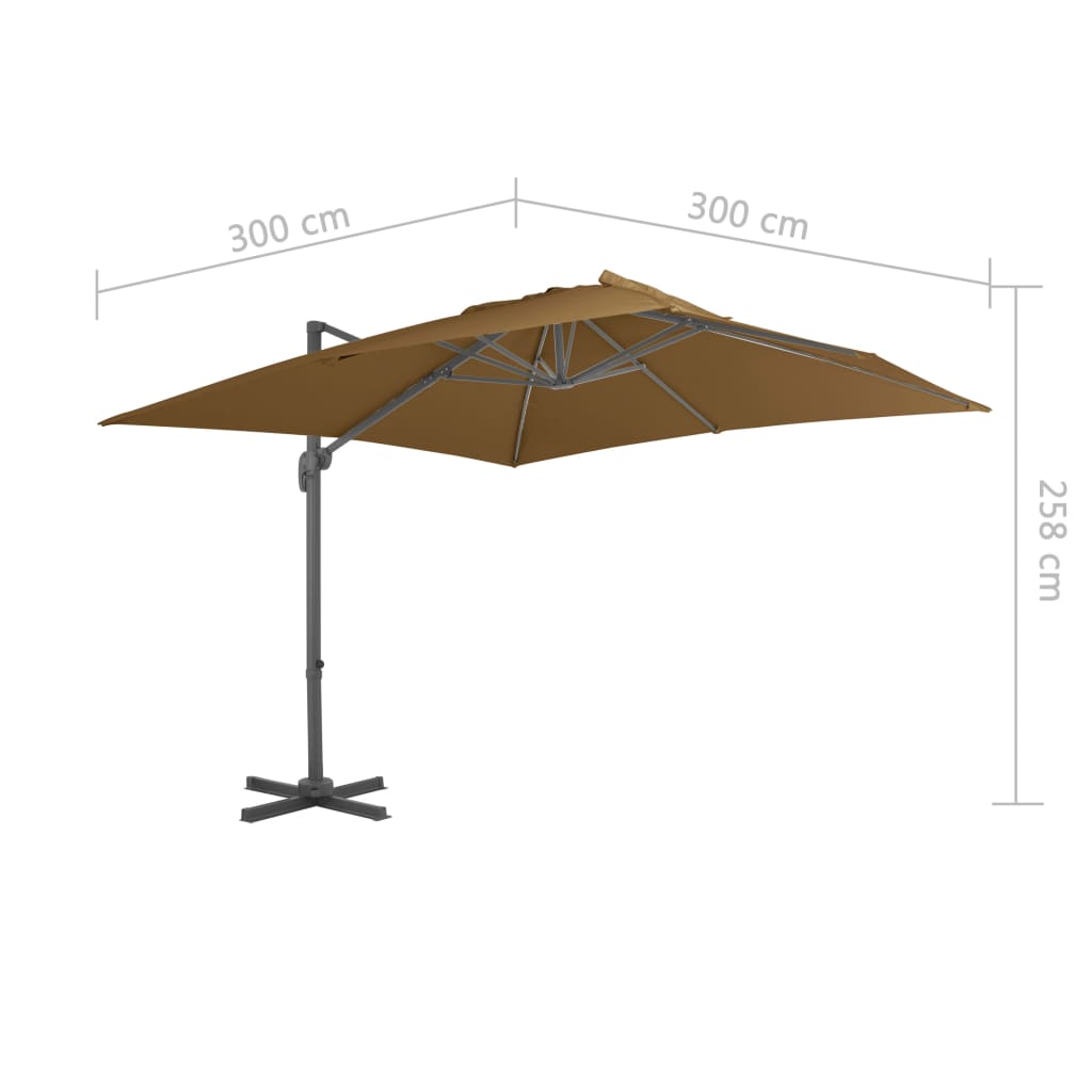 Cantilever Umbrella with Aluminium Pole 300x300 cm Taupe- Outdoor Umbrellas & Sunshades - HomeShopIreland - Home Shop Ireland - Outdoor Umbrellas & Sunshades - Cantilever Umbrella with Aluminium Pole 300x300 cm Taupe