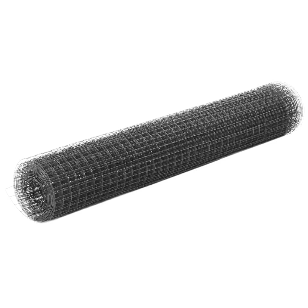 Chicken Wire Fence Steel with PVC Coating 25x1 m Grey- Fence Panels - HomeShopIreland - Home Shop Ireland - Fence Panels - Chicken Wire Fence Steel with PVC Coating 25x1 m Grey