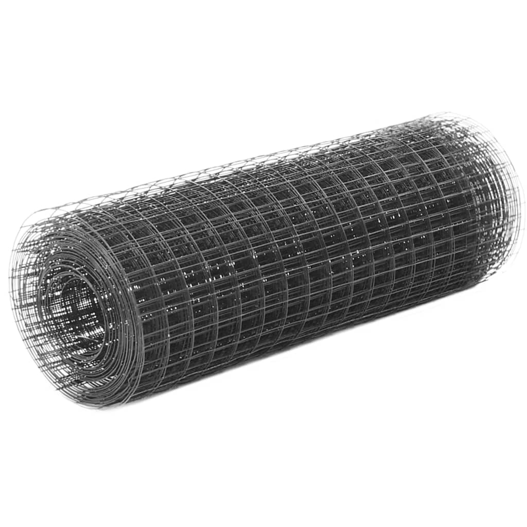 Chicken Wire Fence Steel with PVC Coating 25x0.5 m Grey- Fence Panels - HomeShopIreland - Home Shop Ireland - Fence Panels - Chicken Wire Fence Steel with PVC Coating 25x0.5 m Grey