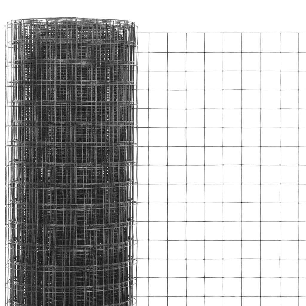 Chicken Wire Fence Steel with PVC Coating 25x0.5 m Grey- Fence Panels - HomeShopIreland - Home Shop Ireland - Fence Panels - Chicken Wire Fence Steel with PVC Coating 25x0.5 m Grey