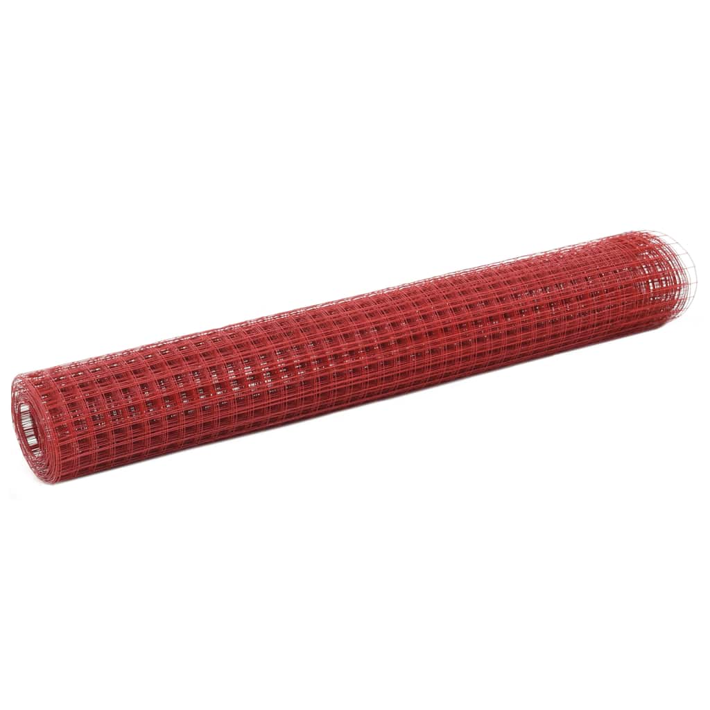 Chicken Wire Fence Steel with PVC Coating 25x1 m Red- Fence Panels - HomeShopIreland - Home Shop Ireland - Fence Panels - Chicken Wire Fence Steel with PVC Coating 25x1 m Red