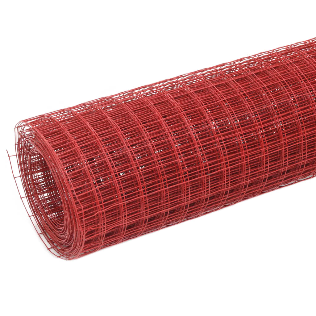 Chicken Wire Fence Steel with PVC Coating 25x1 m Red- Fence Panels - HomeShopIreland - Home Shop Ireland - Fence Panels - Chicken Wire Fence Steel with PVC Coating 25x1 m Red