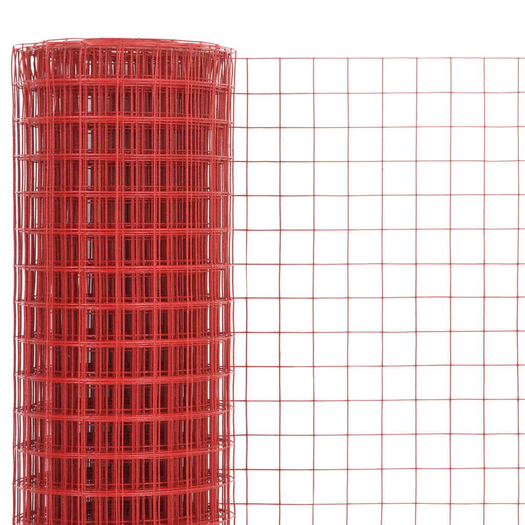 Chicken Wire Fence Steel with PVC Coating 25x1 m Red- Fence Panels - HomeShopIreland - Home Shop Ireland - Fence Panels - Chicken Wire Fence Steel with PVC Coating 25x1 m Red