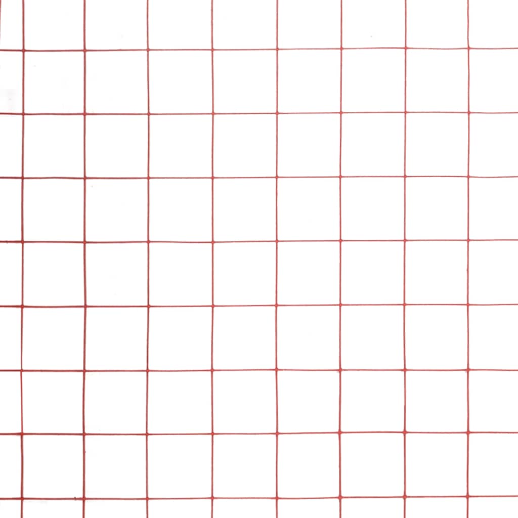 Chicken Wire Fence Steel with PVC Coating 25x1 m Red- Fence Panels - HomeShopIreland - Home Shop Ireland - Fence Panels - Chicken Wire Fence Steel with PVC Coating 25x1 m Red