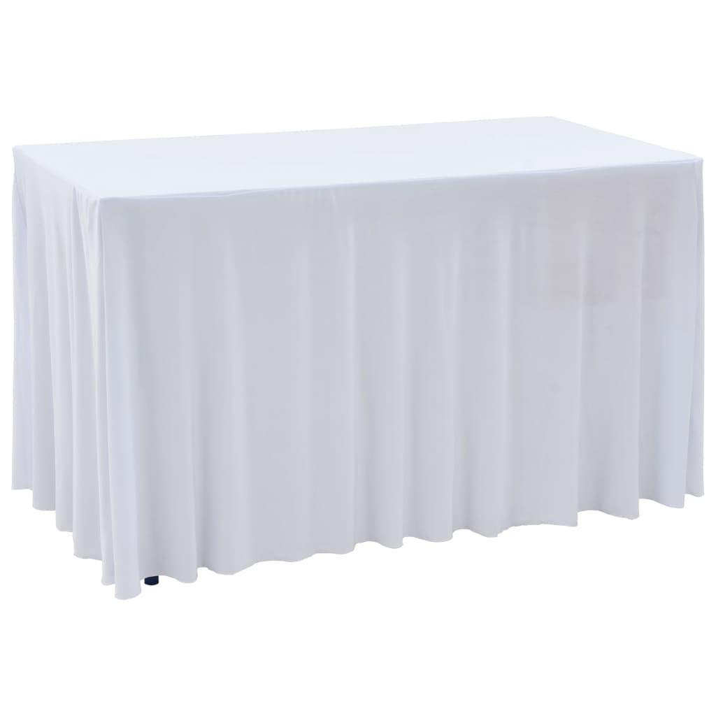 2 pcs Stretch Table Covers with Skirt 120x60,5x74 cm White- Slipcovers - HomeShopIreland - Home Shop Ireland - Slipcovers - 2 pcs Stretch Table Covers with Skirt 120x60,5x74 cm White