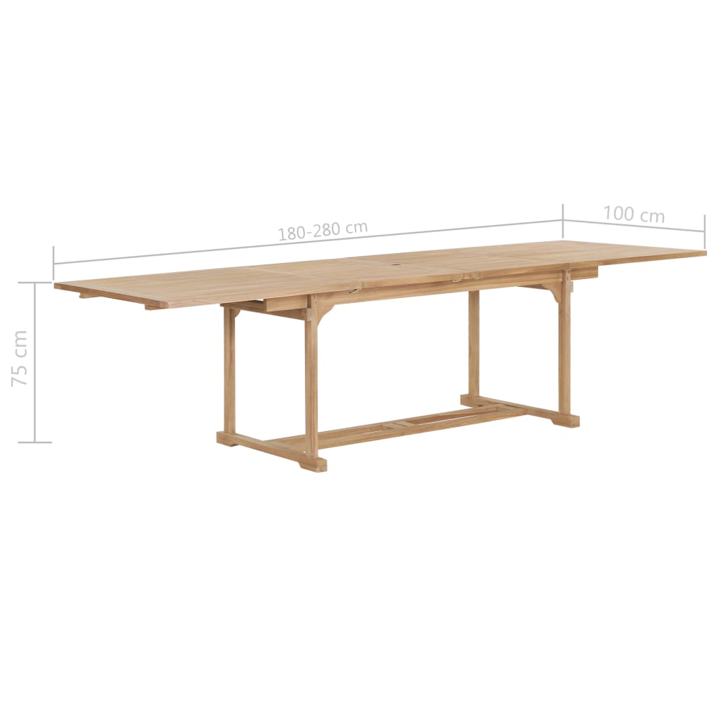 Extending Garden Table 180-280x100x75 cm Solid Teak Wood- Outdoor Tables - HomeShopIreland - Home Shop Ireland - Outdoor Tables - Extending Garden Table 180-280x100x75 cm Solid Teak Wood