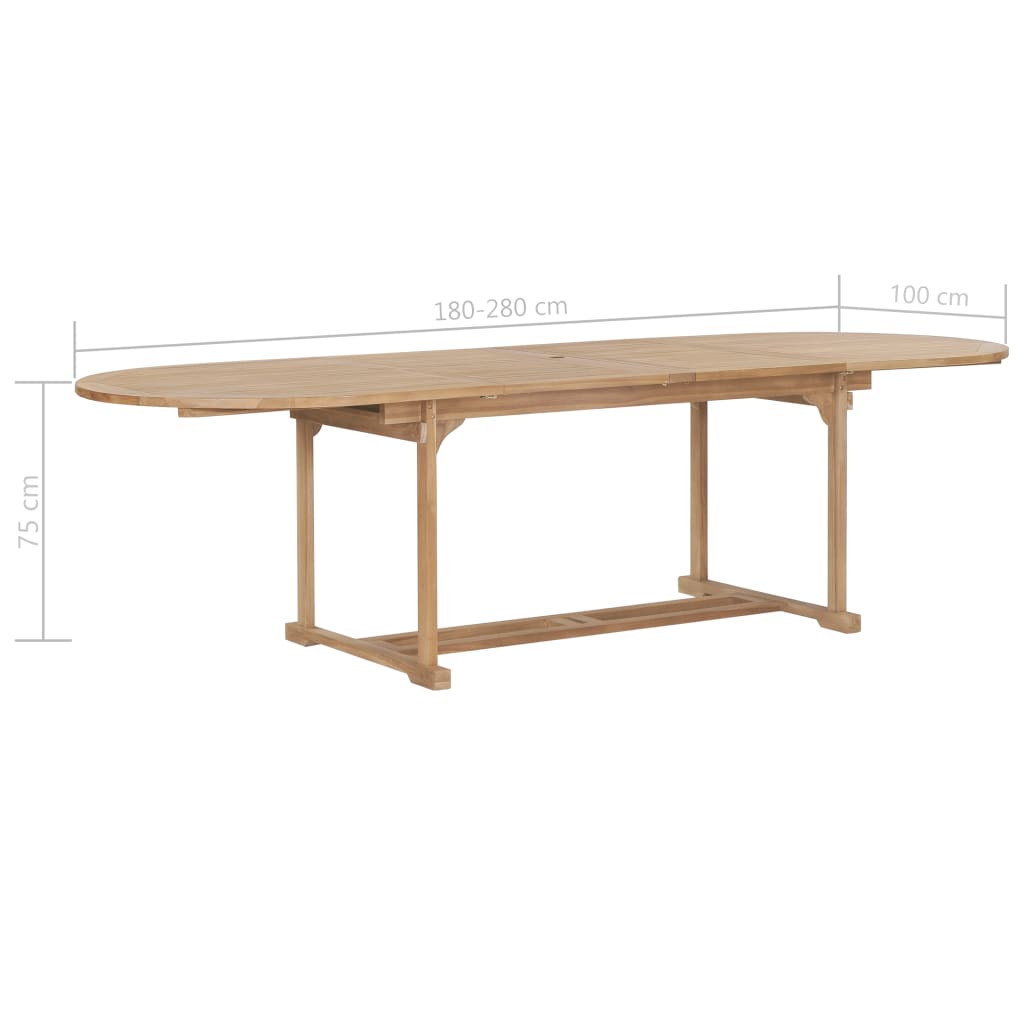 Extending Garden Table 180-280x100x75cm Solid Teak Wood Oval- Outdoor Tables - HomeShopIreland - Home Shop Ireland - Outdoor Tables - Extending Garden Table 180-280x100x75cm Solid Teak Wood Oval