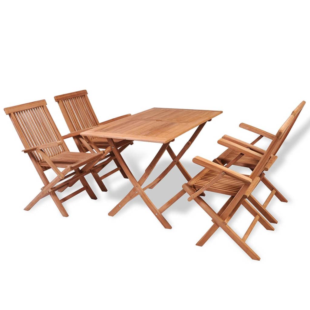 5 Piece Garden Dining Set Solid Teak Wood- Outdoor Furniture Sets - HomeShopIreland - Home Shop Ireland - Outdoor Furniture Sets - 5 Piece Garden Dining Set Solid Teak Wood