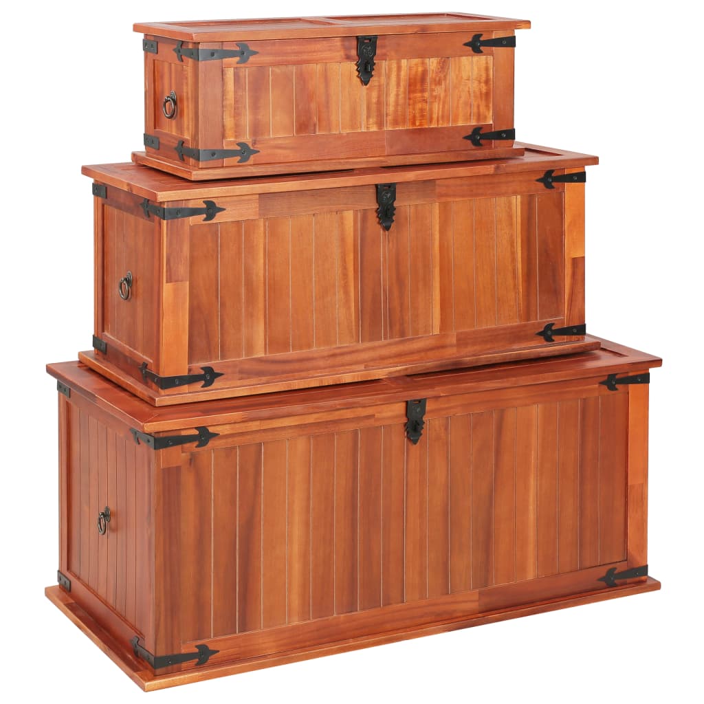 Storage Chests 3 pcs Solid Acacia Wood- Storage Chests - HomeShopIreland - Home Shop Ireland - Storage Chests - Storage Chests 3 pcs Solid Acacia Wood