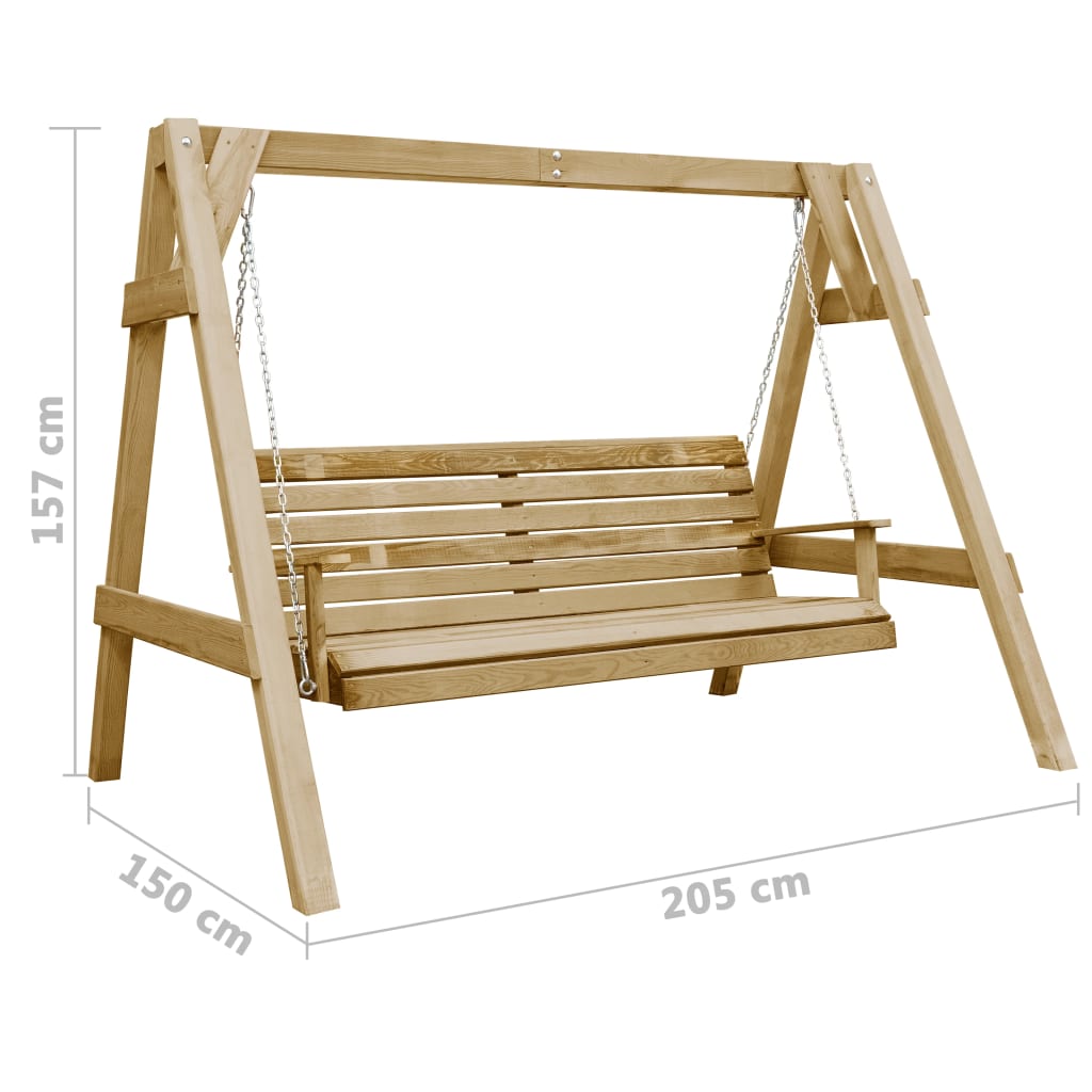 Garden Swing Bench Impregnated Pinewood 205x150x157 cm- Porch Swings - HomeShopIreland - Home Shop Ireland - Porch Swings - Garden Swing Bench Impregnated Pinewood 205x150x157 cm