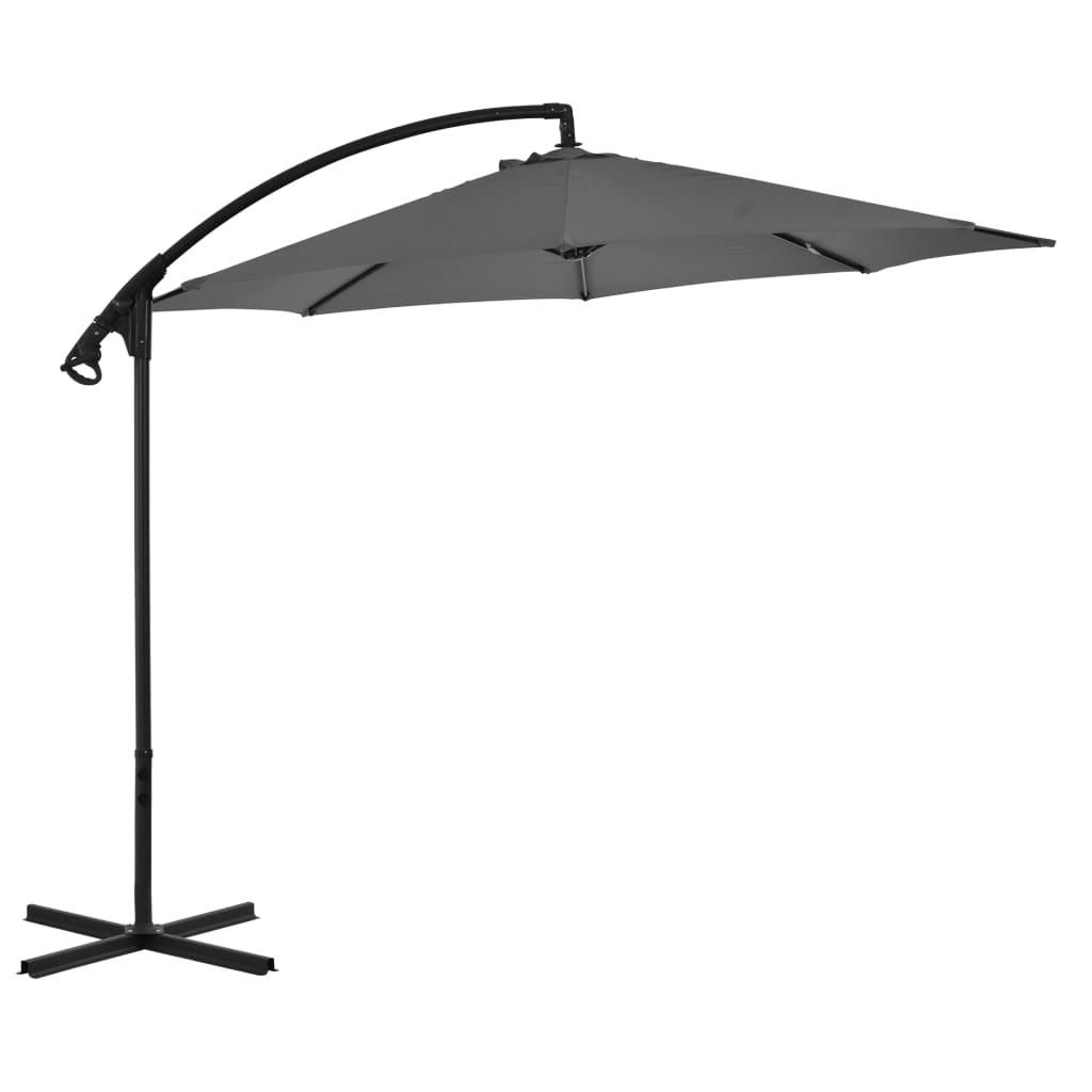 Cantilever Umbrella with Steel Pole 300 cm Anthracite- Outdoor Umbrellas & Sunshades - HomeShopIreland - Home Shop Ireland - Outdoor Umbrellas & Sunshades - Cantilever Umbrella with Steel Pole 300 cm Anthracite