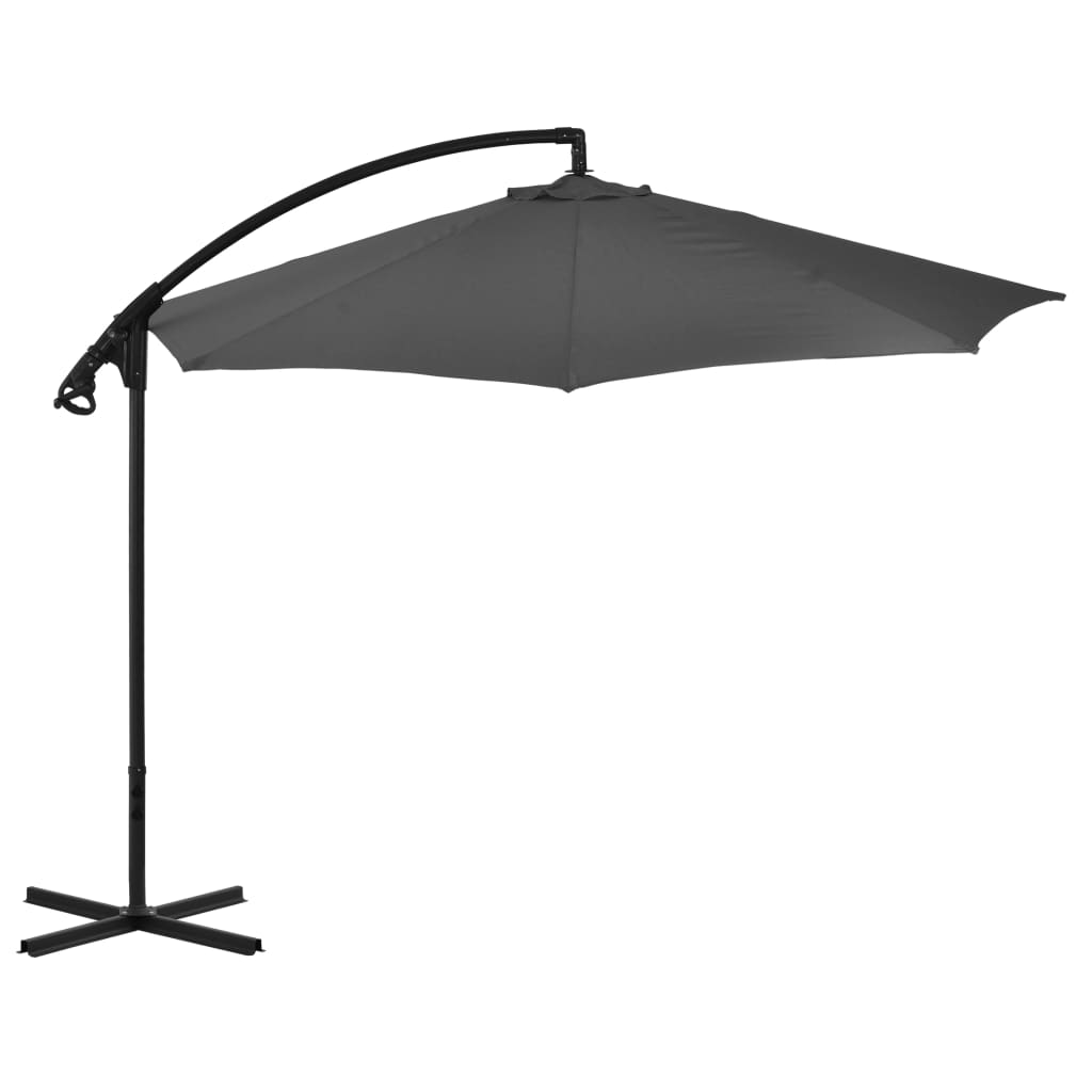 Cantilever Umbrella with Steel Pole 300 cm Anthracite- Outdoor Umbrellas & Sunshades - HomeShopIreland - Home Shop Ireland - Outdoor Umbrellas & Sunshades - Cantilever Umbrella with Steel Pole 300 cm Anthracite