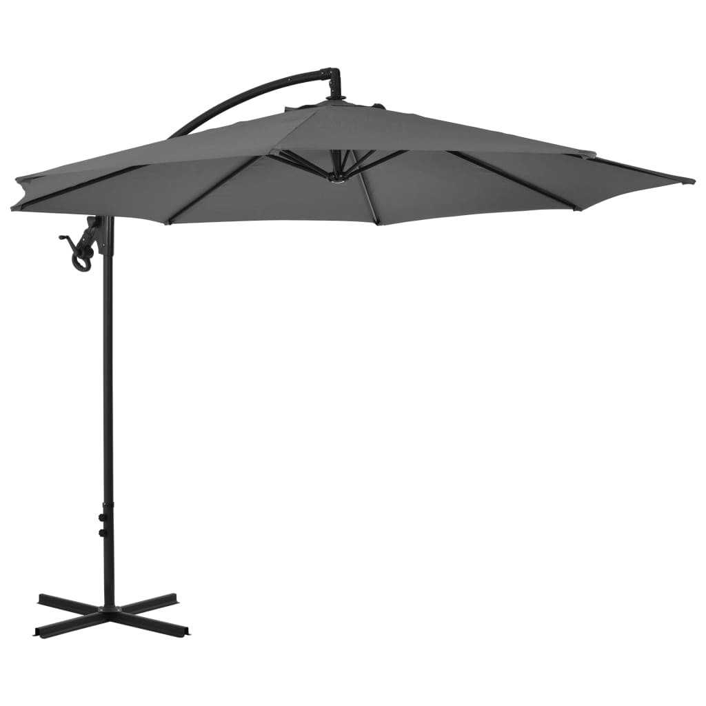 Cantilever Umbrella with Steel Pole 300 cm Anthracite- Outdoor Umbrellas & Sunshades - HomeShopIreland - Home Shop Ireland - Outdoor Umbrellas & Sunshades - Cantilever Umbrella with Steel Pole 300 cm Anthracite