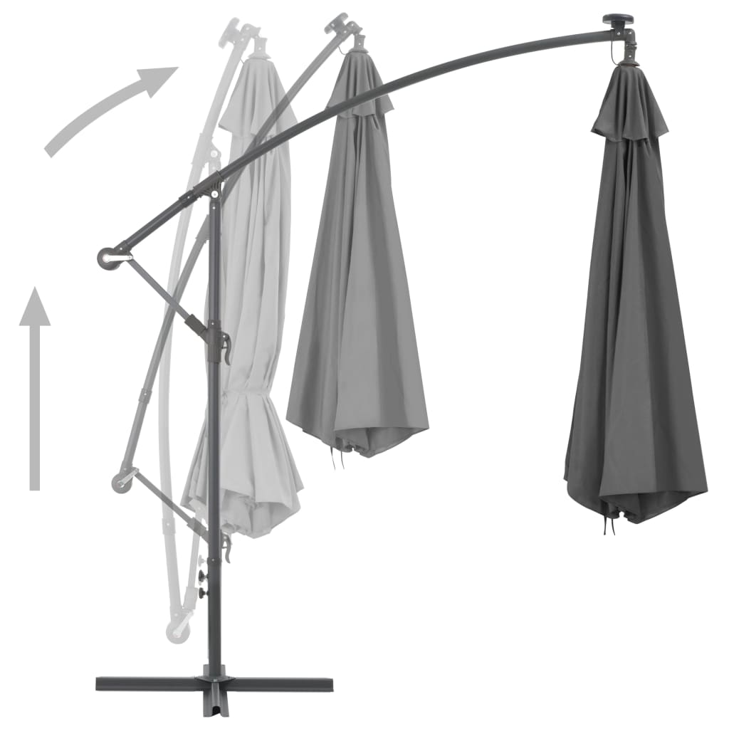Cantilever Umbrella with Steel Pole 300 cm Anthracite- Outdoor Umbrellas & Sunshades - HomeShopIreland - Home Shop Ireland - Outdoor Umbrellas & Sunshades - Cantilever Umbrella with Steel Pole 300 cm Anthracite