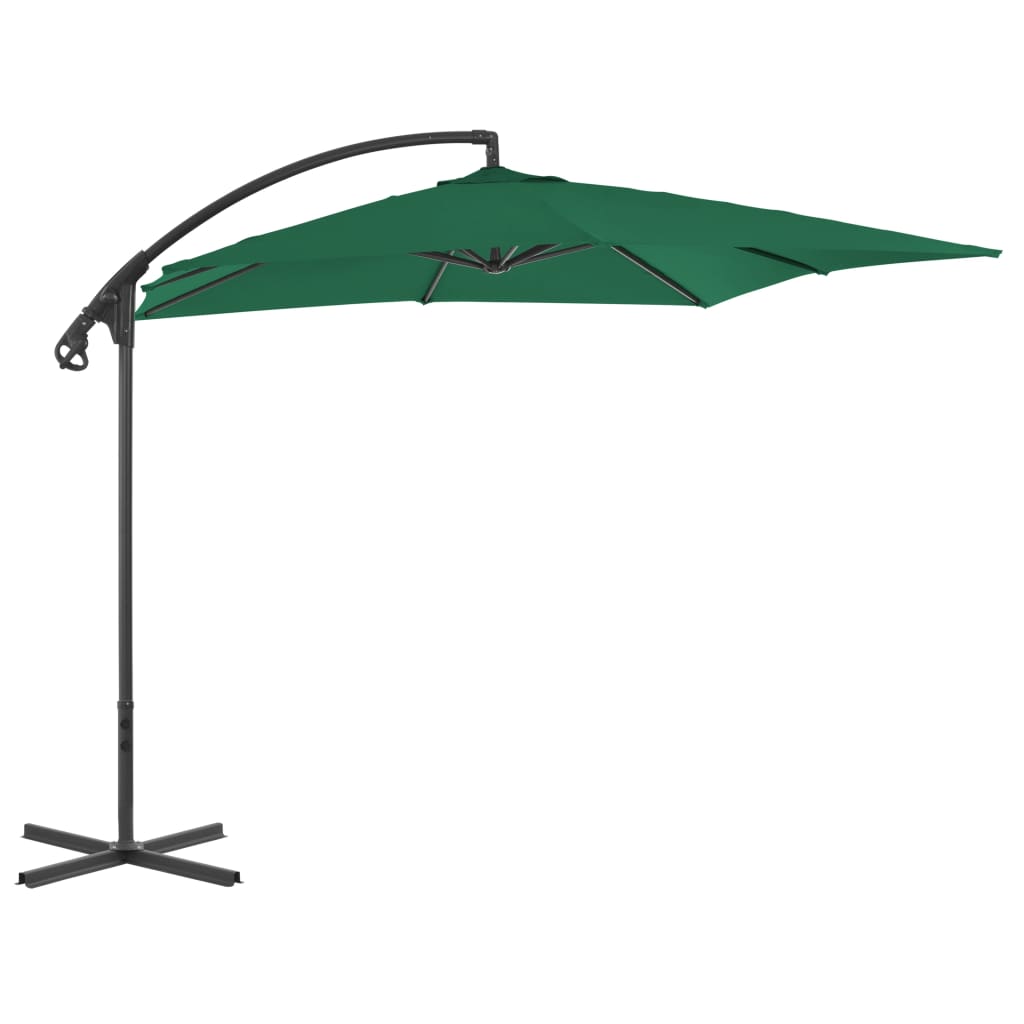 Cantilever Umbrella with Steel Pole 250x250 cm Green- Outdoor Umbrellas & Sunshades - HomeShopIreland - Home Shop Ireland - Outdoor Umbrellas & Sunshades - Cantilever Umbrella with Steel Pole 250x250 cm Green