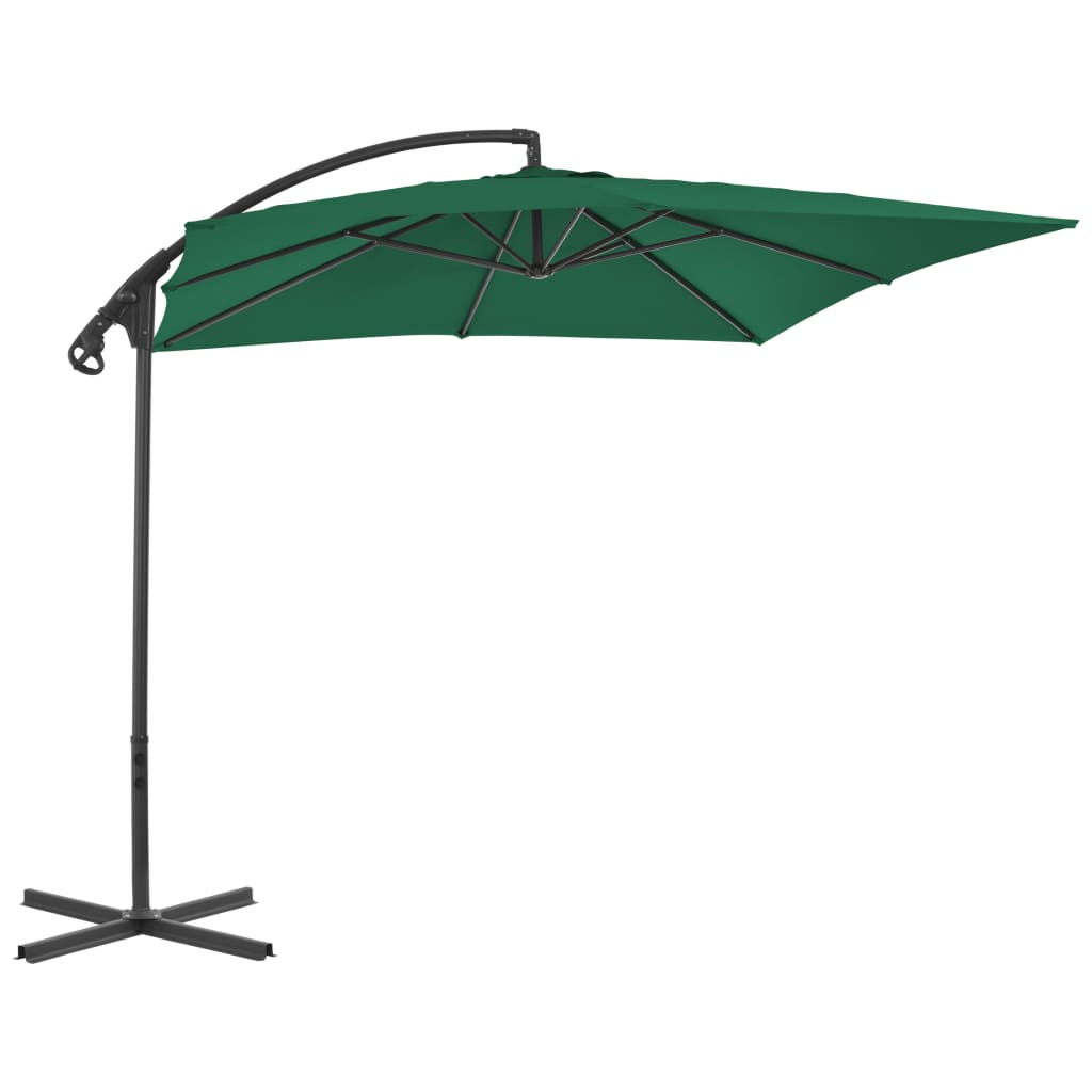 Cantilever Umbrella with Steel Pole 250x250 cm Green- Outdoor Umbrellas & Sunshades - HomeShopIreland - Home Shop Ireland - Outdoor Umbrellas & Sunshades - Cantilever Umbrella with Steel Pole 250x250 cm Green