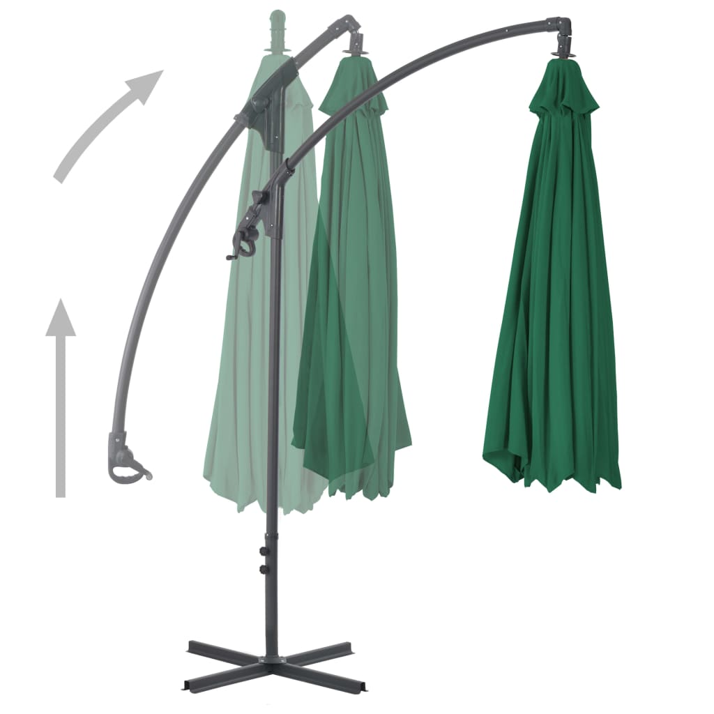 Cantilever Umbrella with Steel Pole 250x250 cm Green- Outdoor Umbrellas & Sunshades - HomeShopIreland - Home Shop Ireland - Outdoor Umbrellas & Sunshades - Cantilever Umbrella with Steel Pole 250x250 cm Green