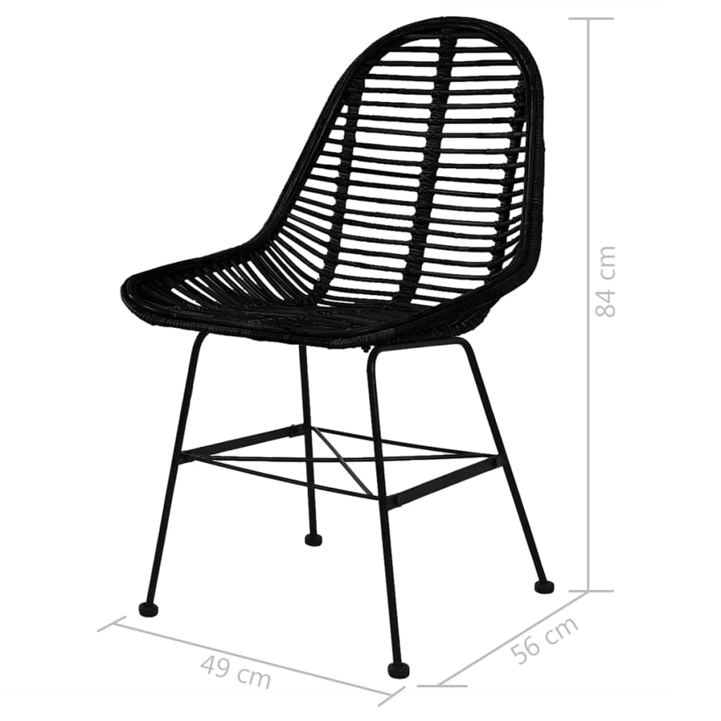 Dining Chairs 6 pcs Black Natural Rattan- Kitchen & Dining Room Chairs - HomeShopIreland - Home Shop Ireland - Kitchen & Dining Room Chairs - Dining Chairs 6 pcs Black Natural Rattan