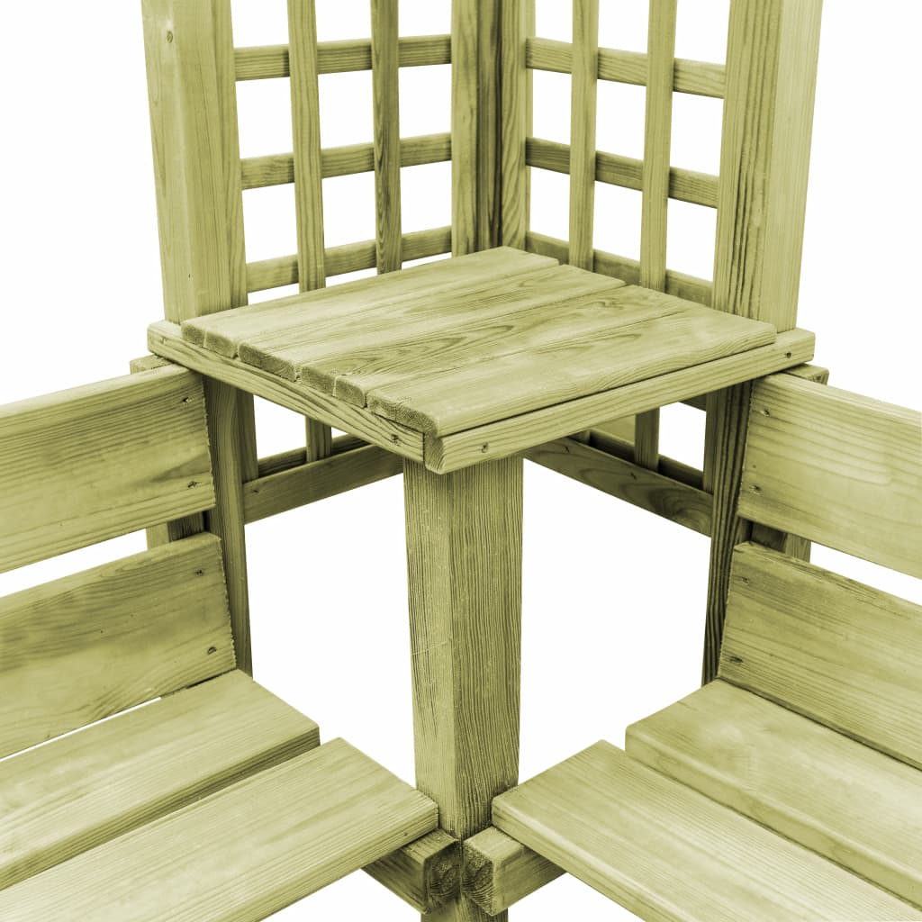 Corner Pergola with Bench Impregnated Pinewood- Garden Arches, Trellises, Arbours & Pergolas - HomeShopIreland - Home Shop Ireland - Garden Arches, Trellises, Arbours & Pergolas - Corner Pergola with Bench Impregnated Pinewood