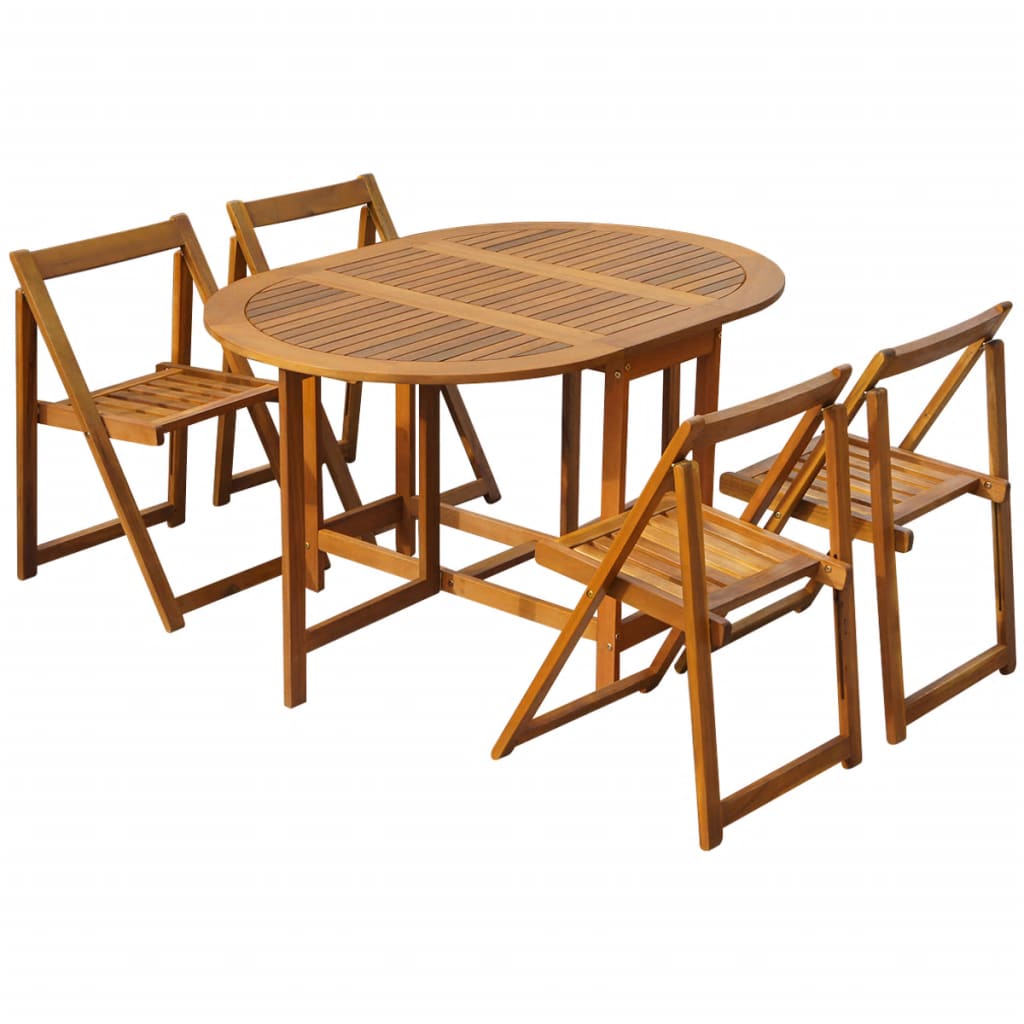 5 Piece Folding Outdoor Dining Set Solid Acacia Wood- Outdoor Furniture Sets - HomeShopIreland - Home Shop Ireland - Outdoor Furniture Sets - 5 Piece Folding Outdoor Dining Set Solid Acacia Wood