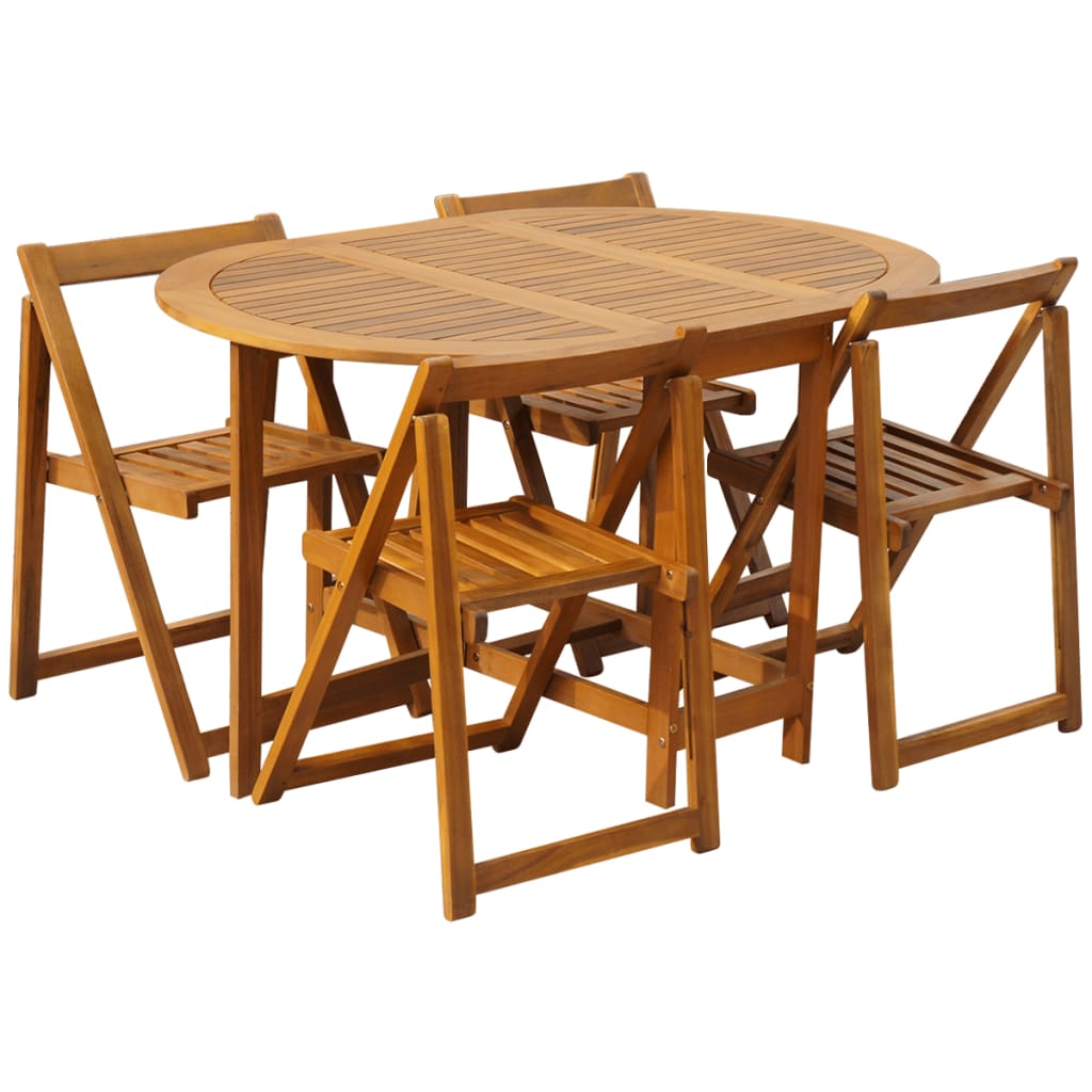 5 Piece Folding Outdoor Dining Set Solid Acacia Wood- Outdoor Furniture Sets - HomeShopIreland - Home Shop Ireland - Outdoor Furniture Sets - 5 Piece Folding Outdoor Dining Set Solid Acacia Wood