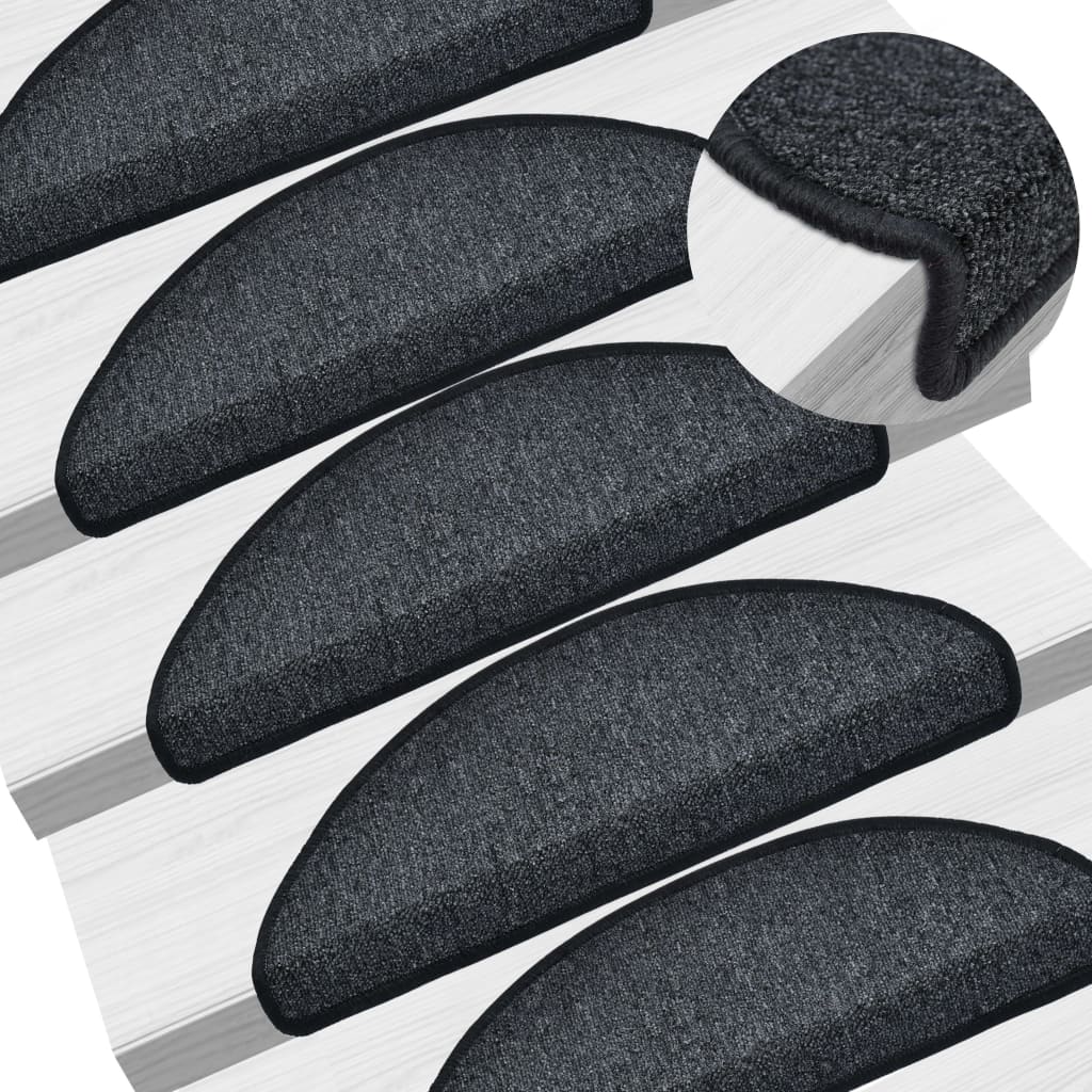 Carpet Stair Treads 15 pcs Anthracite 65x24x4 cm- Stair Treads - HomeShopIreland - Home Shop Ireland - Stair Treads - Carpet Stair Treads 15 pcs Anthracite 65x24x4 cm