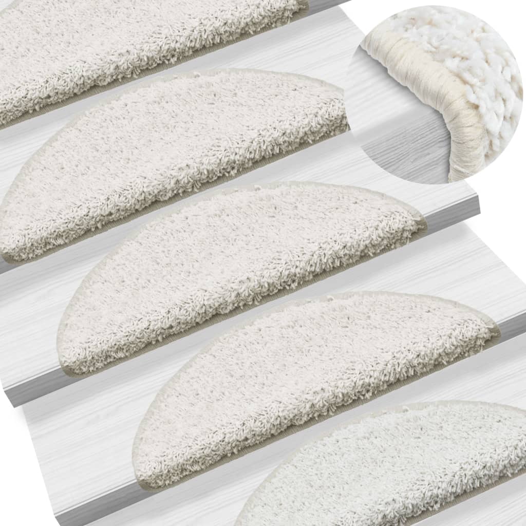Carpet Stair Treads 15 pcs White 65x25 cm- Stair Treads - HomeShopIreland - Home Shop Ireland - Stair Treads - Carpet Stair Treads 15 pcs White 65x25 cm