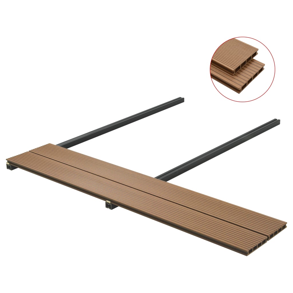 WPC Hollow Decking Boards with Accessories 20 mÂ² 2.2 m Teak- Flooring & Carpet - HomeShopIreland - Home Shop Ireland - Flooring & Carpet - WPC Hollow Decking Boards with Accessories 20 mÂ² 2.2 m Teak