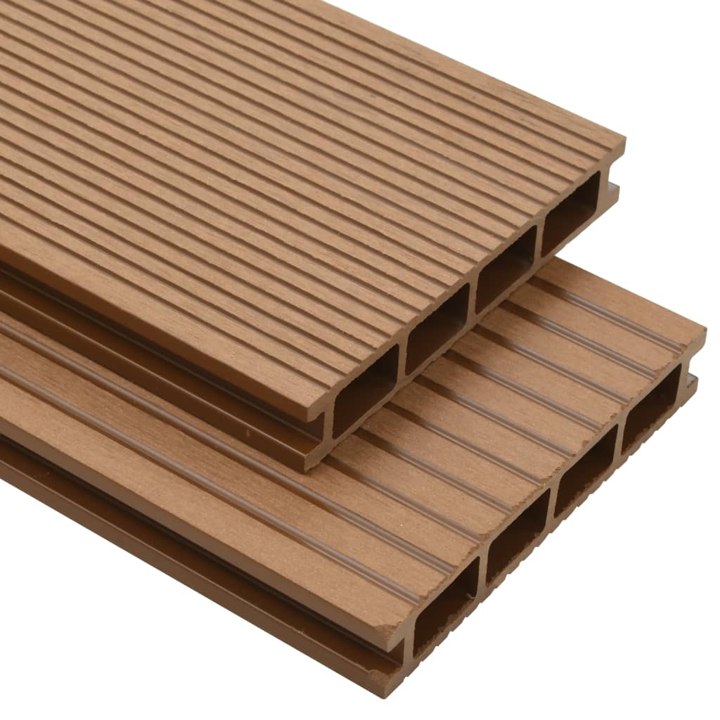 WPC Hollow Decking Boards with Accessories 26 mÂ² 2.2 m Teak- Flooring & Carpet - HomeShopIreland - Home Shop Ireland - Flooring & Carpet - WPC Hollow Decking Boards with Accessories 26 mÂ² 2.2 m Teak
