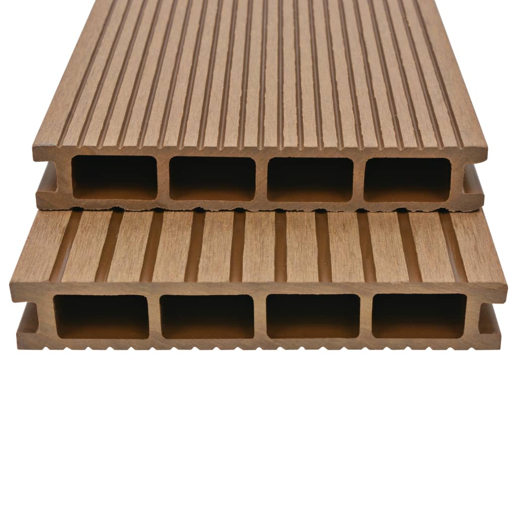 WPC Hollow Decking Boards with Accessories 30 mÂ² 2.2 m Teak- Flooring & Carpet - HomeShopIreland - Home Shop Ireland - Flooring & Carpet - WPC Hollow Decking Boards with Accessories 30 mÂ² 2.2 m Teak