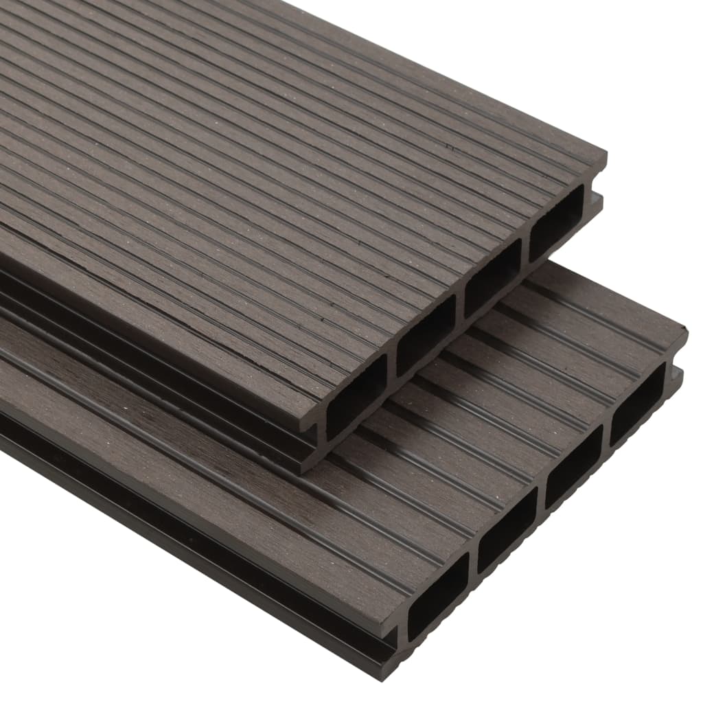 WPC Hollow Decking Boards with Accessories 10mÂ² 2.2m Dark Brown- Flooring & Carpet - HomeShopIreland - Home Shop Ireland - Flooring & Carpet - WPC Hollow Decking Boards with Accessories 10mÂ² 2.2m Dark Brown