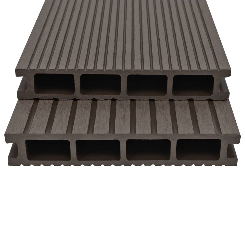 WPC Hollow Decking Boards with Accessories 10mÂ² 2.2m Dark Brown- Flooring & Carpet - HomeShopIreland - Home Shop Ireland - Flooring & Carpet - WPC Hollow Decking Boards with Accessories 10mÂ² 2.2m Dark Brown