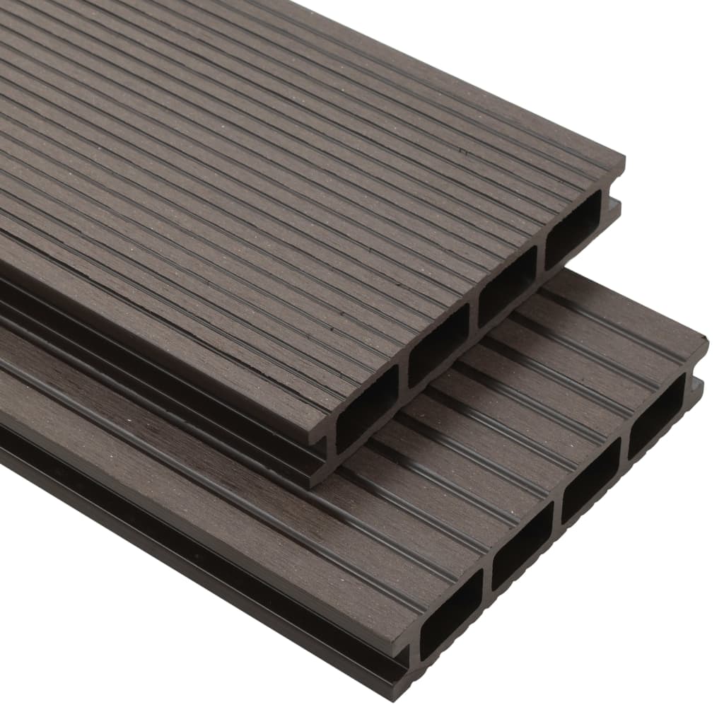 WPC Hollow Decking Boards with Accessories 16mÂ² 2.2m Dark Brown- Flooring & Carpet - HomeShopIreland - Home Shop Ireland - Flooring & Carpet - WPC Hollow Decking Boards with Accessories 16mÂ² 2.2m Dark Brown