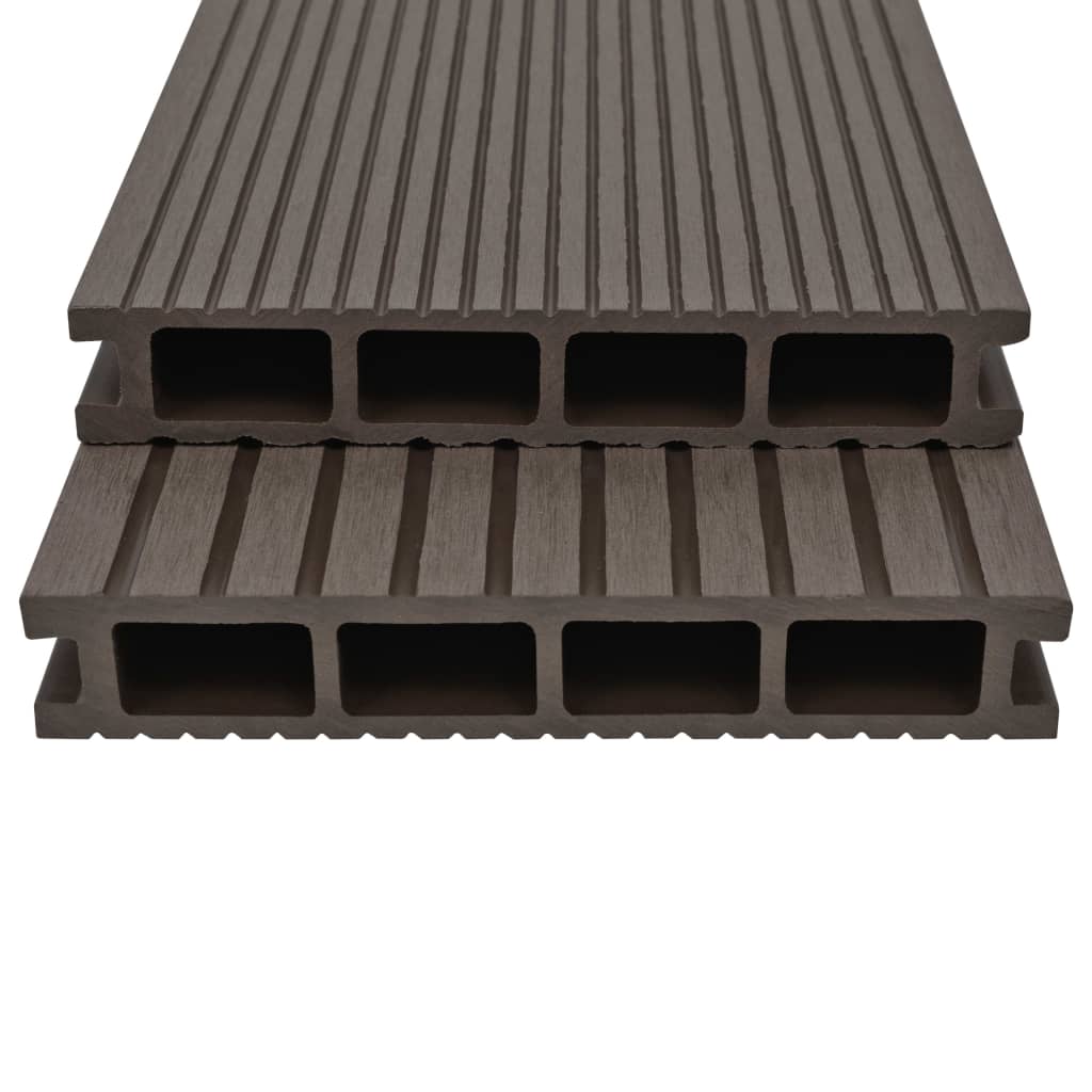 WPC Hollow Decking Boards with Accessories 16mÂ² 2.2m Dark Brown- Flooring & Carpet - HomeShopIreland - Home Shop Ireland - Flooring & Carpet - WPC Hollow Decking Boards with Accessories 16mÂ² 2.2m Dark Brown