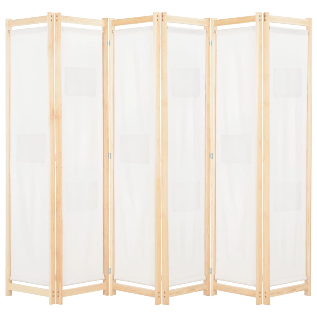 6-Panel Room Divider Cream 240x170x4 cm Fabric- Room Dividers - HomeShopIreland - Home Shop Ireland - Room Dividers - 6-Panel Room Divider Cream 240x170x4 cm Fabric