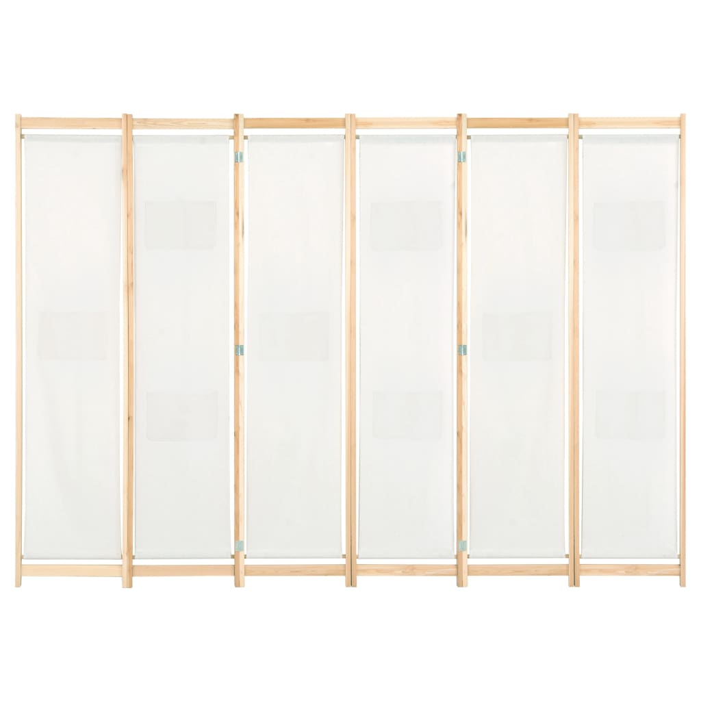 6-Panel Room Divider Cream 240x170x4 cm Fabric- Room Dividers - HomeShopIreland - Home Shop Ireland - Room Dividers - 6-Panel Room Divider Cream 240x170x4 cm Fabric